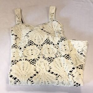 Intimately free people mini dress women M/L cream body con crochet overlay lined